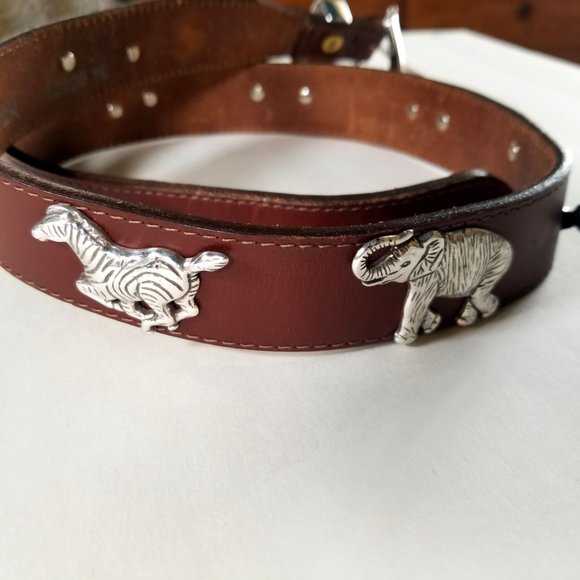 WOMEN LEATHER BELT BRASS BUCKLE, 8 BRASS ANIMALS main image 6